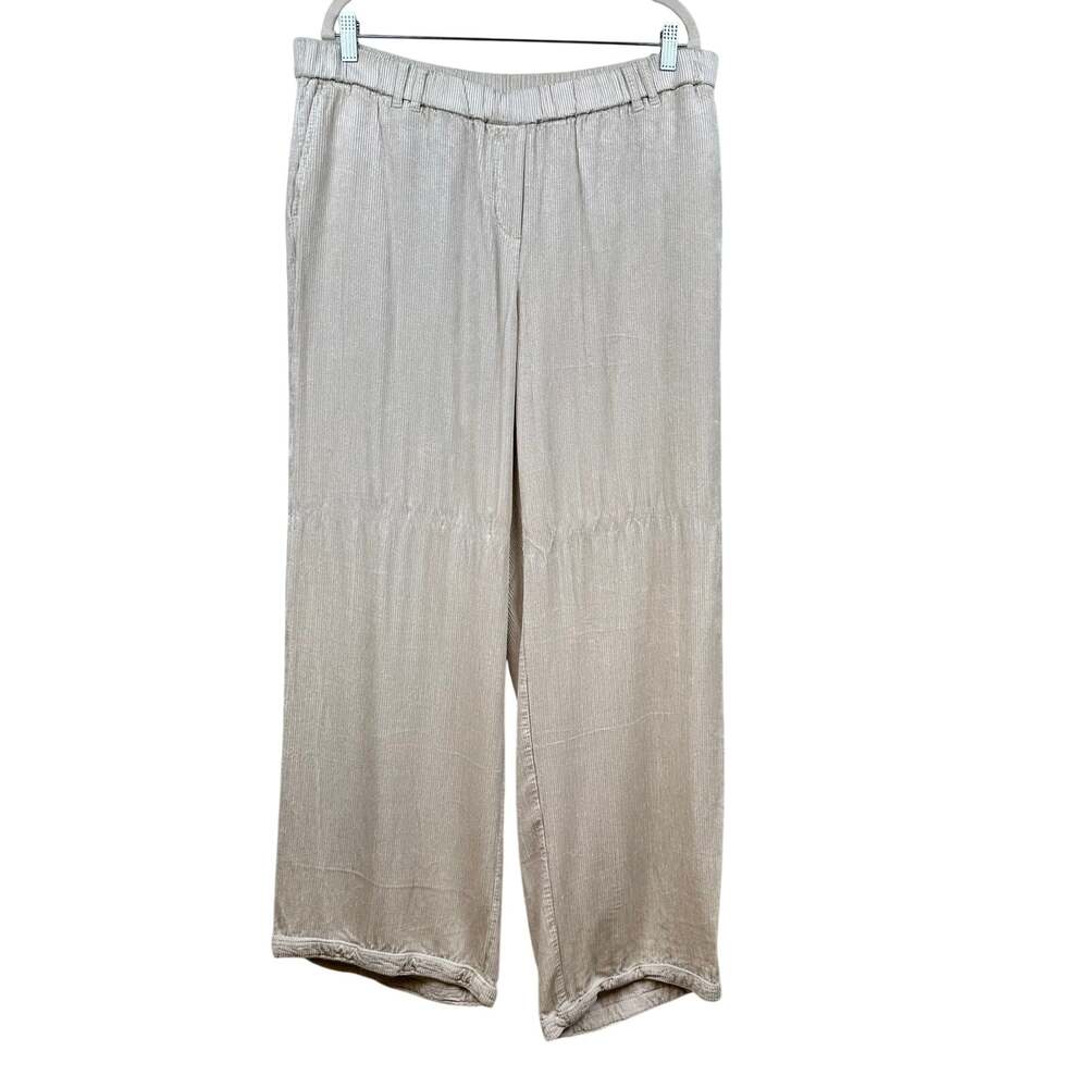 J. Jill Corduroy Wide Leg Pants Pull On Pockets Flowy Light Tan XLT Tall Coastal